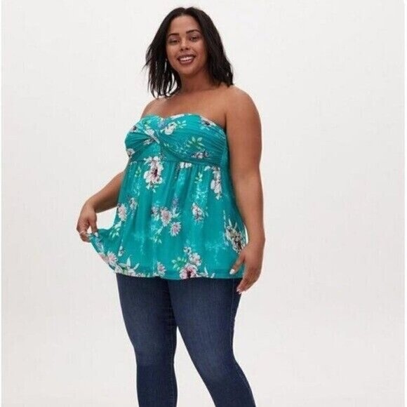 Torrid Mesh Strapless Twisted Babydoll Tunic Top Size 5X - Picture 1 of 12